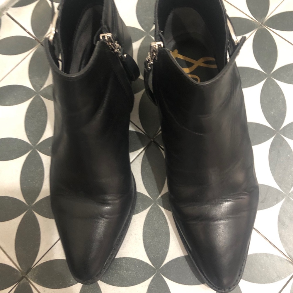 Sam Edelman black bootie with buckle pointy